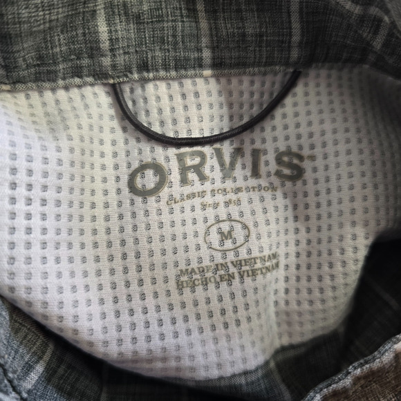 Orivs Classic Collection Button Down Shirt Men's M Gray Plaid Short Sleeve - Picture 3 of 16